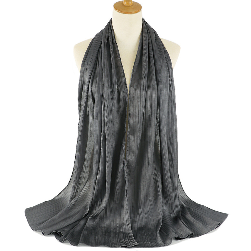 Embroidered crepe crinkle in chiffon hijabs shawl muslim women dubai chiffon pleated 180x75 plain scarf