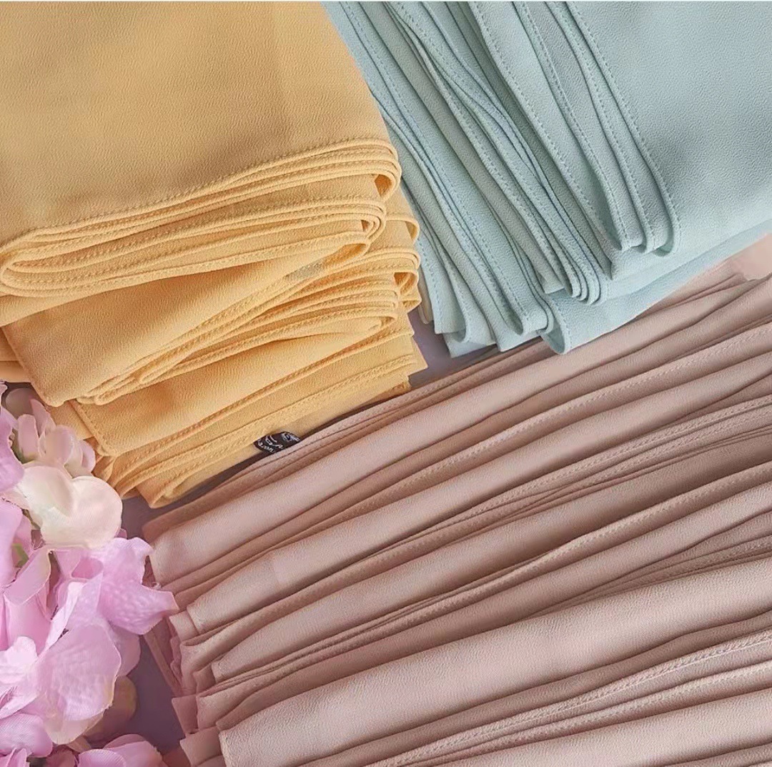 New not see through  premium chiffon hijab chiffon solid color high quality pearl chiffon hijab scarf