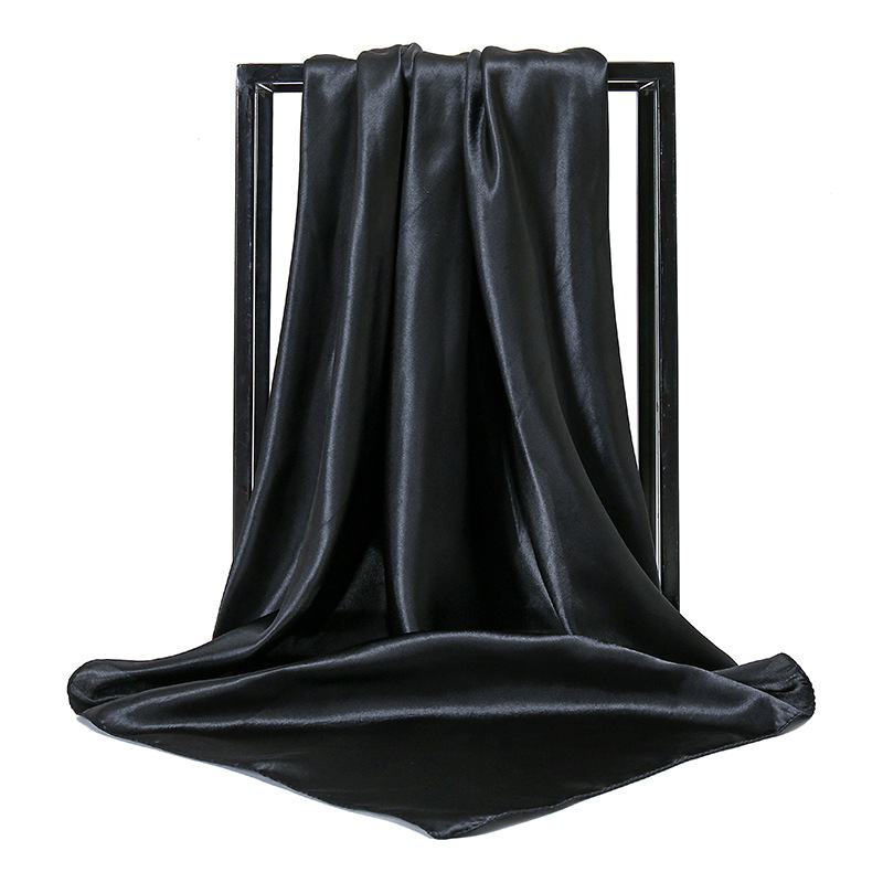 90*90 Large Hijab Solid Color Polyester New Design Islamic Lady Shawl Muslim Woman Plain Silk Hijab Scarf