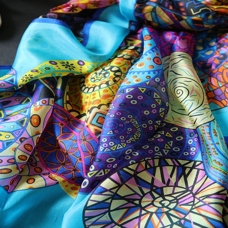Silk Scarf Printed Silk Scarves Pure 100% High Quality Silk Plain Women Long