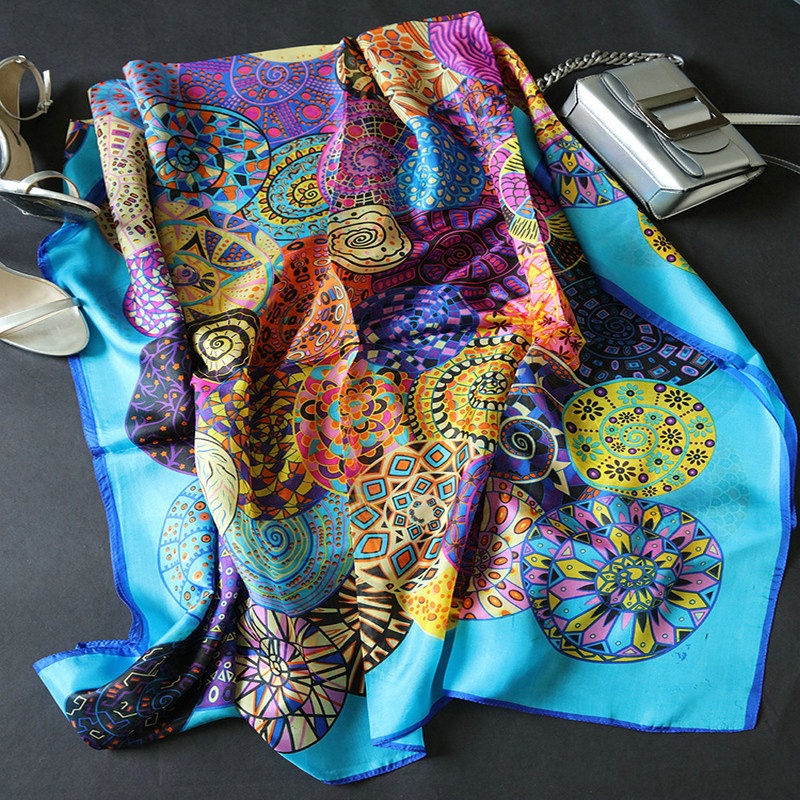 Silk Scarf Printed Silk Scarves Pure 100% High Quality Silk Plain Women Long