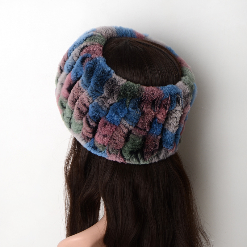 Winter Knit Rex Rabbit Fur Headbands High Elastic Knitted Neck Warmer Scarves for Women