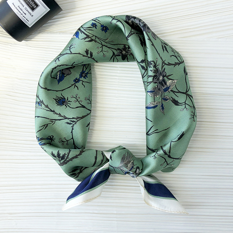 Luxury Silk Scarves For Women  Floral 100% Real Silk Scarf Square 53*53cm Mulberry Silk Scarves Hair Accessories