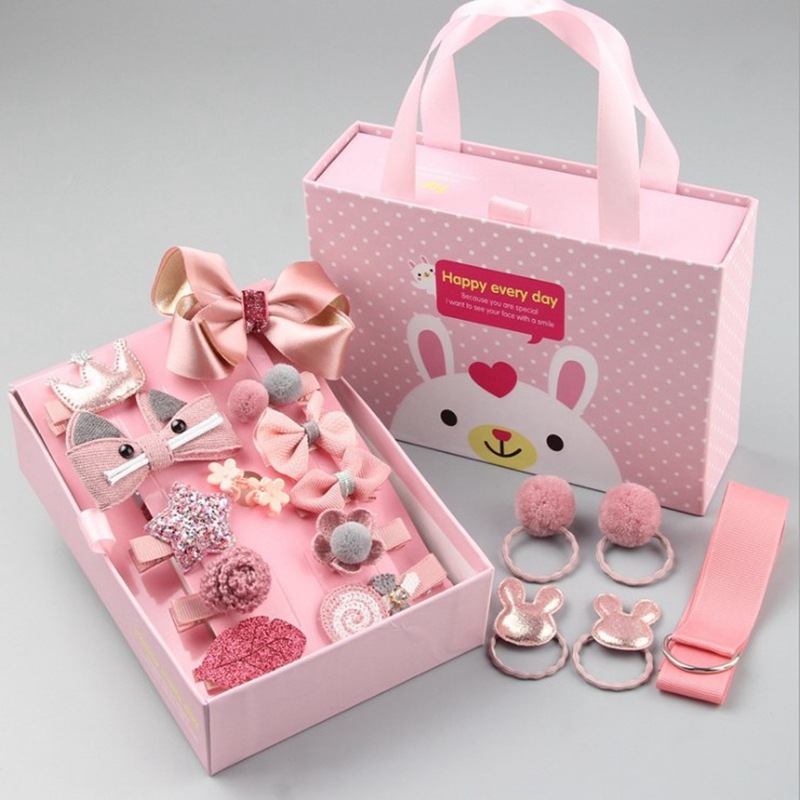 Fashion Cute Beautiful Children's Hair Accessories 18 Piece Sets Hair Clip Sets Rubber Hairpin