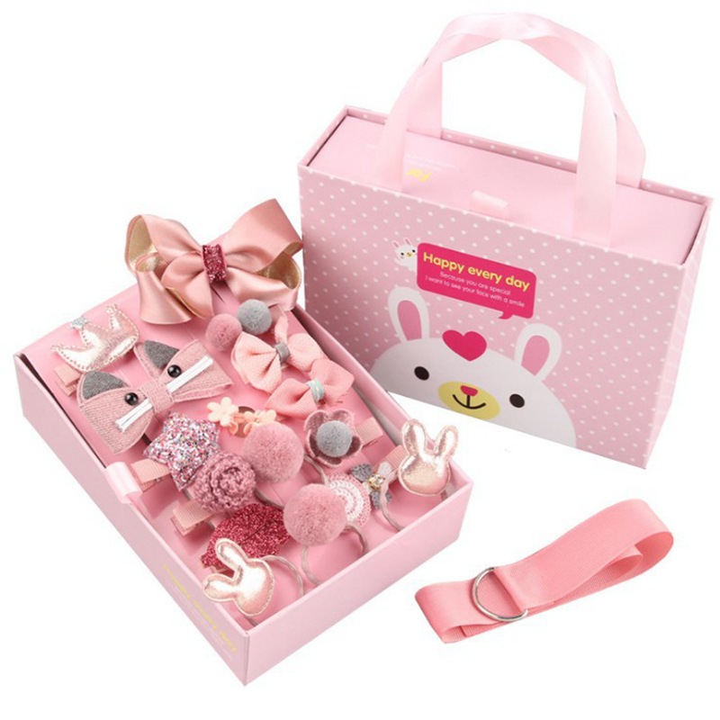 Fashion Cute Beautiful Children's Hair Accessories 18 Piece Sets Hair Clip Sets Rubber Hairpin
