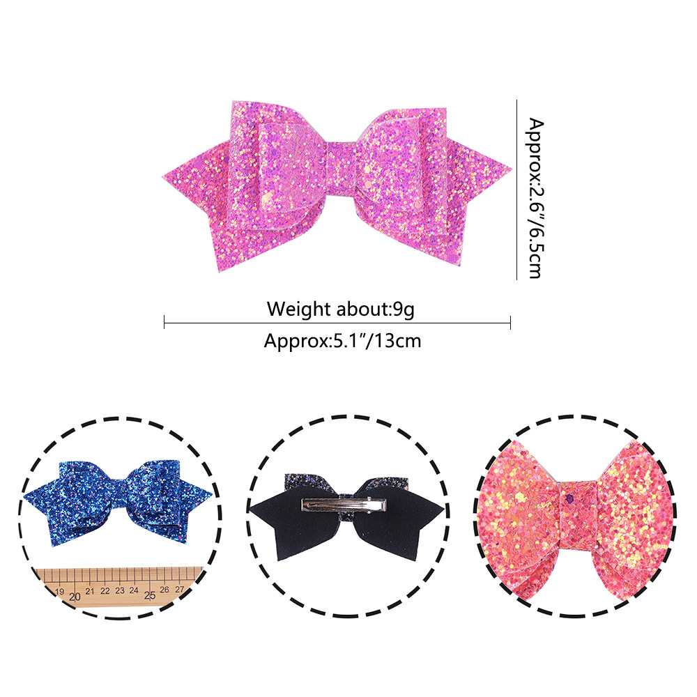 Children Sequin Headwear Large Size Swallowtail Bow Knot Edge Clamp Top Clamp Princess Head Flower Hairpin*3 pcs random