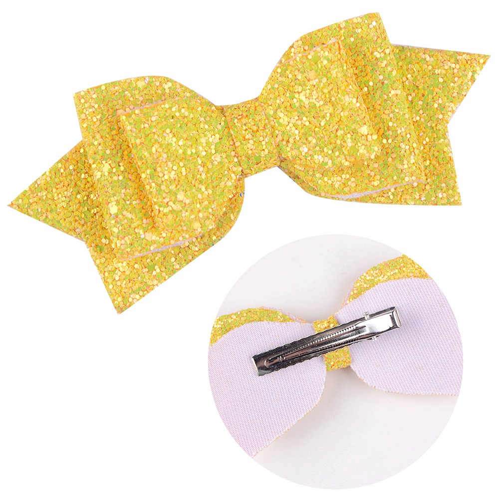 Children Sequin Headwear Large Size Swallowtail Bow Knot Edge Clamp Top Clamp Princess Head Flower Hairpin*3 pcs random