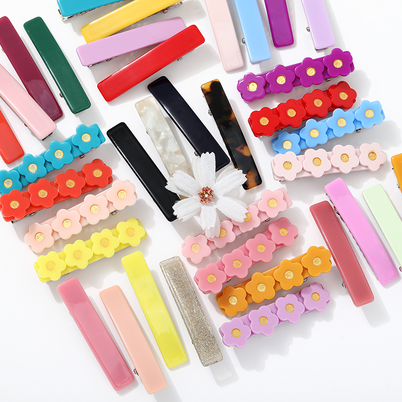Rectangle Kids Girls Baby Hair Side Clips Grips Hairpin Acrylic Hair Accessories  Stock  Color*3PCS random