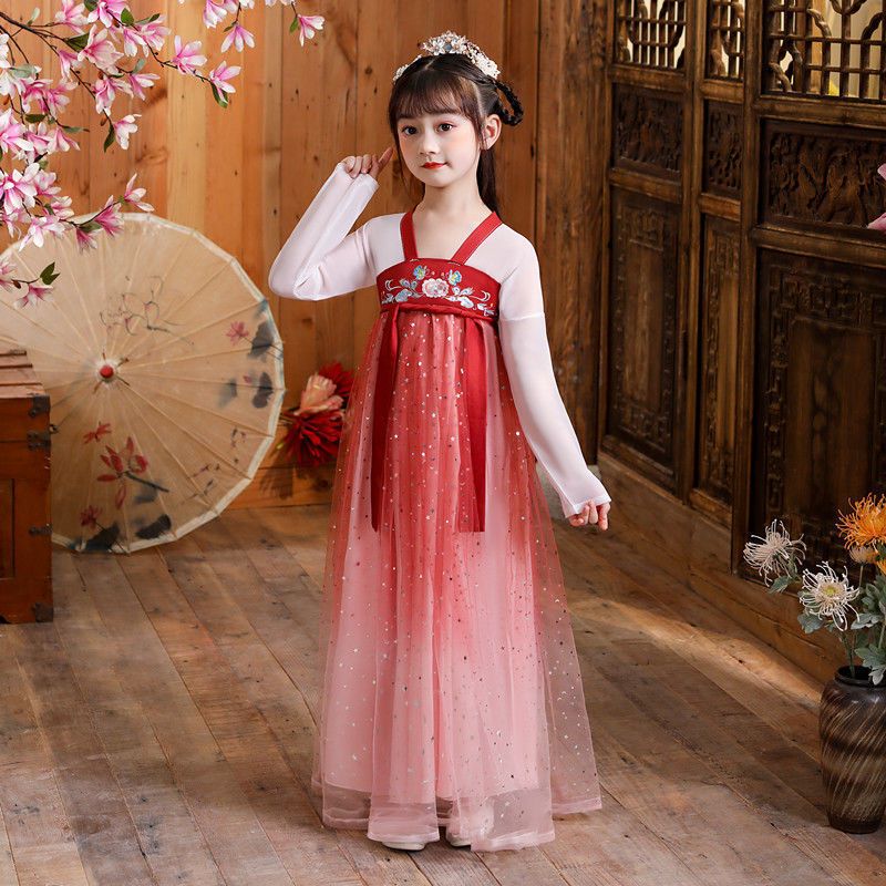 EC Girls Hanfu Chinese Style Spring and Summer Costumes Children's Performance Costumes Role-Playing Traditional Costume