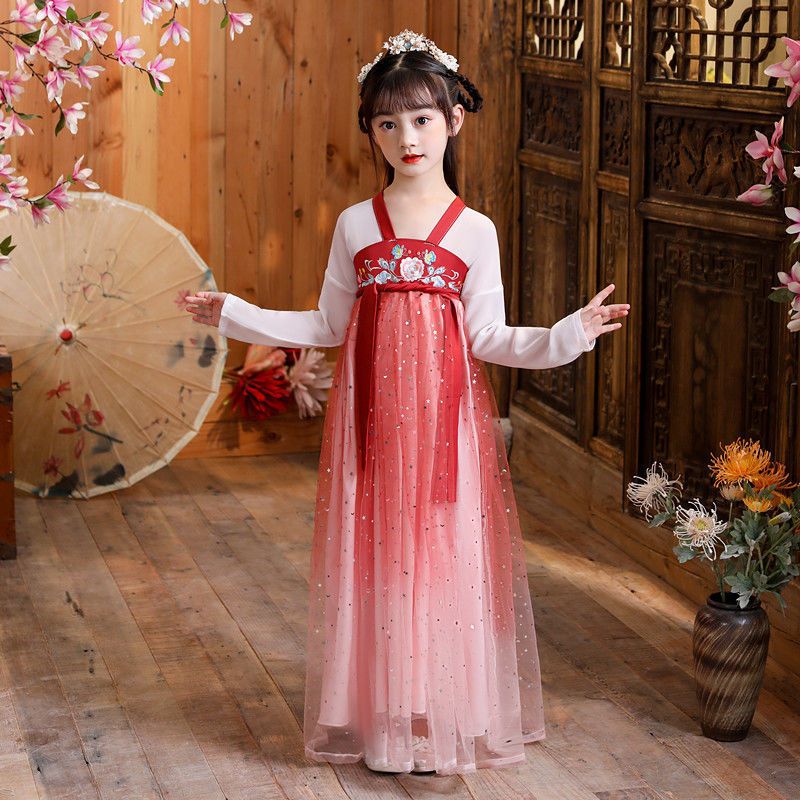 EC Girls Hanfu Chinese Style Spring and Summer Costumes Children's Performance Costumes Role-Playing Traditional Costume