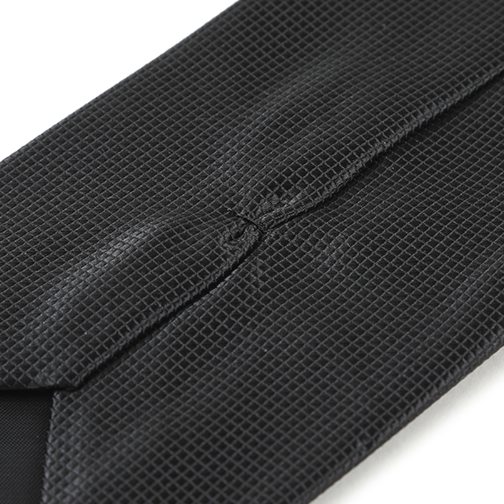 Mens Solid Plain Small Neat Squares Neck Tie, Classic Eco-friendly Regular Silk feel Necktie Black Plaid Tie