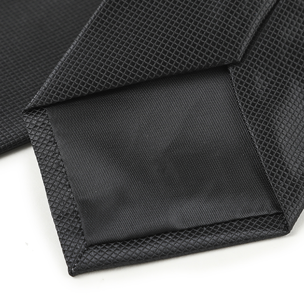 Mens Solid Plain Small Neat Squares Neck Tie, Classic Eco-friendly Regular Silk feel Necktie Black Plaid Tie