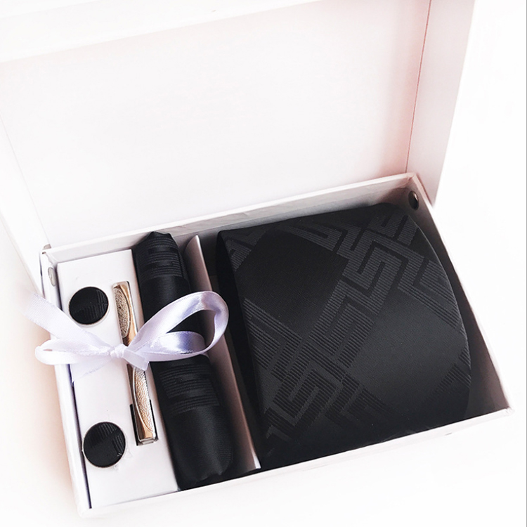 Stripe Neckties with Pocket Squares Casual Men Ties and Hanky Set Tie Clip Pocket Square and Cufflink Set Gift Box
