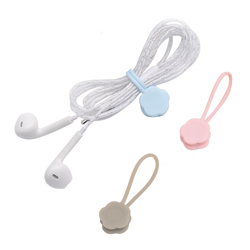 Reusable Muti-use Silicone Magnetic Cable Clip Wire Twisty Ties Bands Earphone Cord Winder