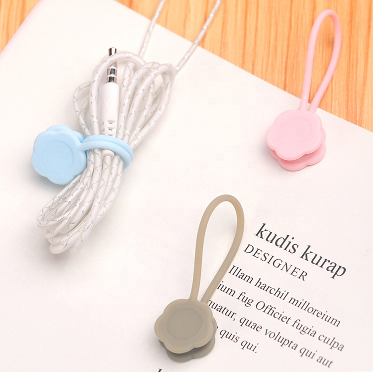Reusable Muti-use Silicone Magnetic Cable Clip Wire Twisty Ties Bands Earphone Cord Winder