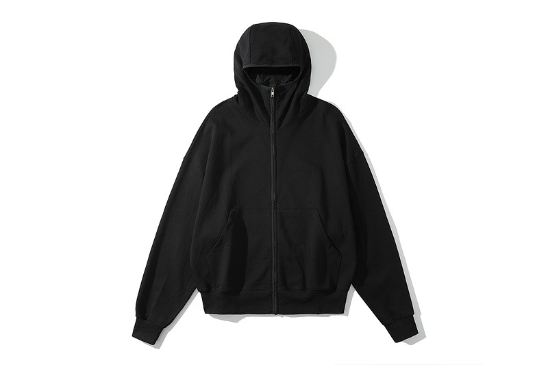 High Street Ninja Zip Cardigan Hooded Sweatshirt Men's Vibe Style Washed and Distressed Solid Jackets