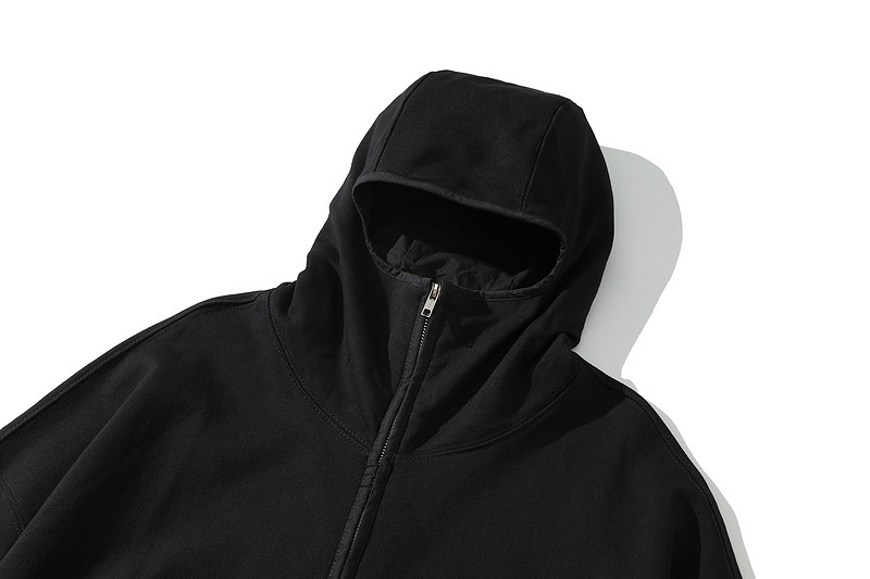 High Street Ninja Zip Cardigan Hooded Sweatshirt Men's Vibe Style Washed and Distressed Solid Jackets