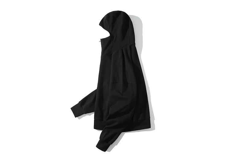 High Street Ninja Zip Cardigan Hooded Sweatshirt Men's Vibe Style Washed and Distressed Solid Jackets