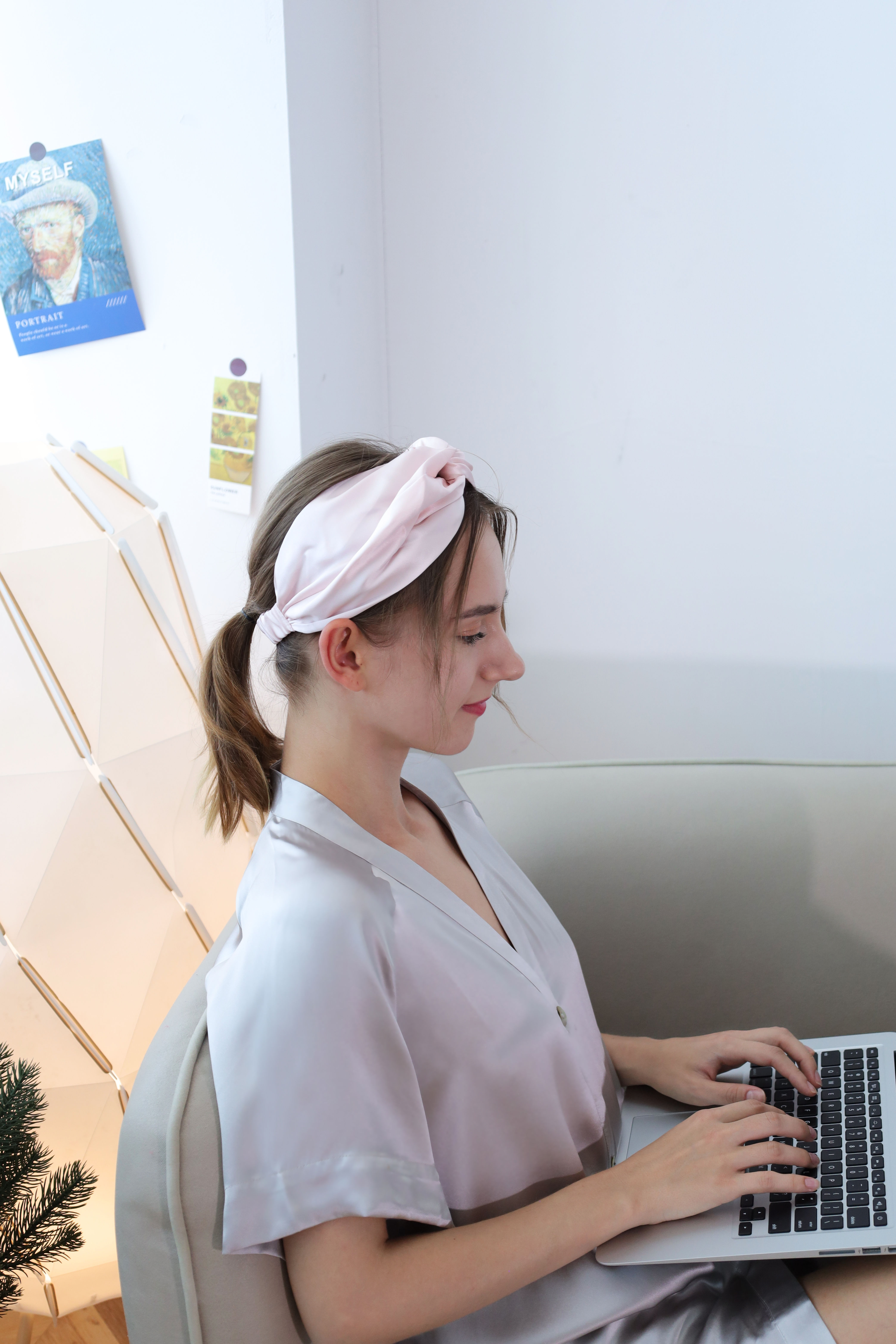 Popular  elastic luxury wraps  wide makeup silk headband