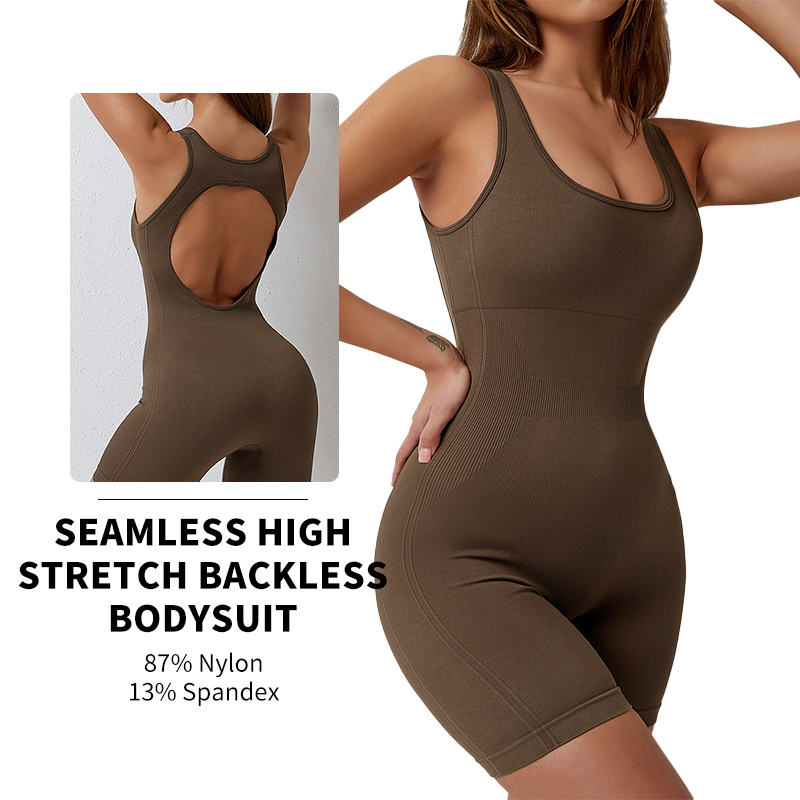 New Casual Women Jumpsuit Rompers Biker Short One Piece Sets Workout Wear Outfit Women Bodycon Yoga Jumpsuit