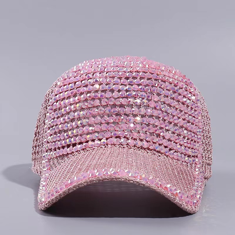 Women Summer Outdoor Hollow Out Sun Sunshade Gorras Crystal Trucker Hats Diamond Sports Breathe Rhinestone Baseball Caps