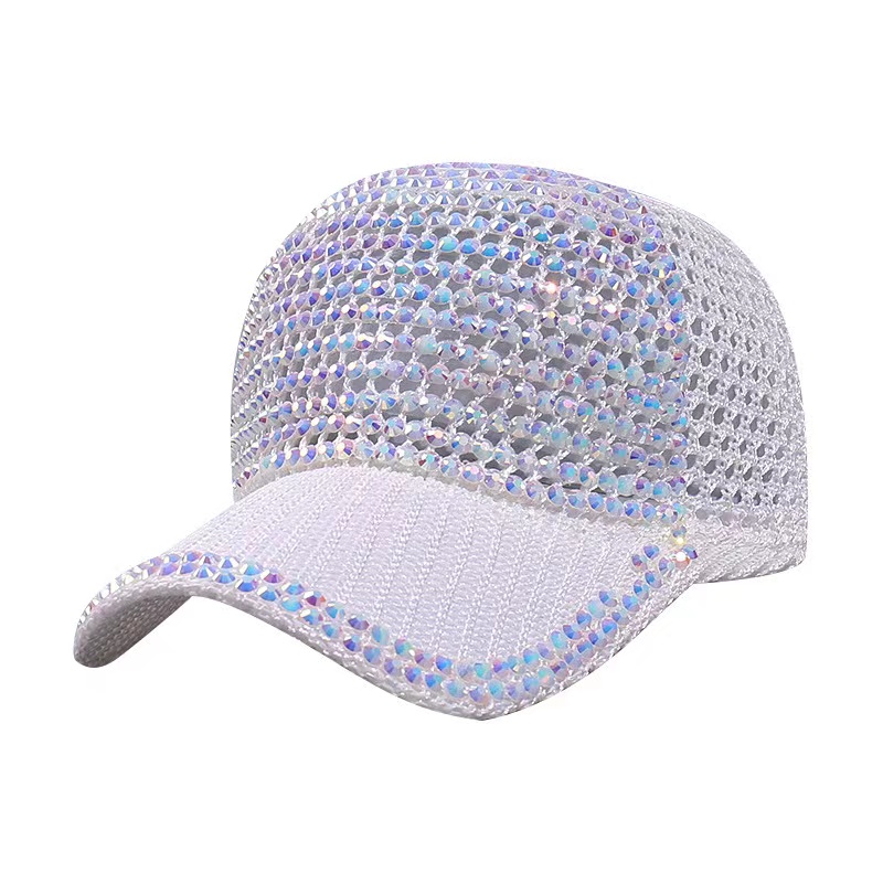 Women Summer Outdoor Hollow Out Sun Sunshade Gorras Crystal Trucker Hats Diamond Sports Breathe Rhinestone Baseball Caps