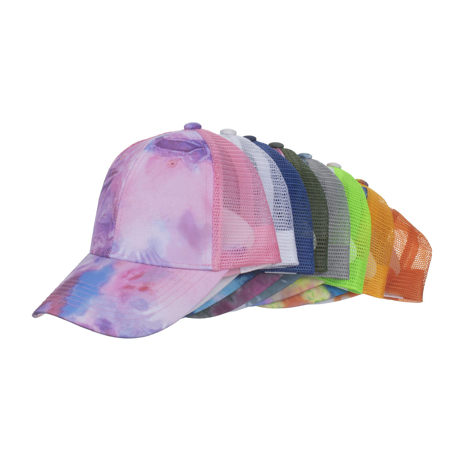Fashion Women Spring Summer Printed Net Baseball Bandhnu Cap Duck Tongue Sun Camouflage Tie Dye Trucker Hat