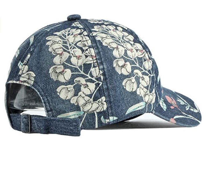 New fashion High Quality washed jeans outdoor sports adjustable  printed baseball-caps denim baseball cap wome