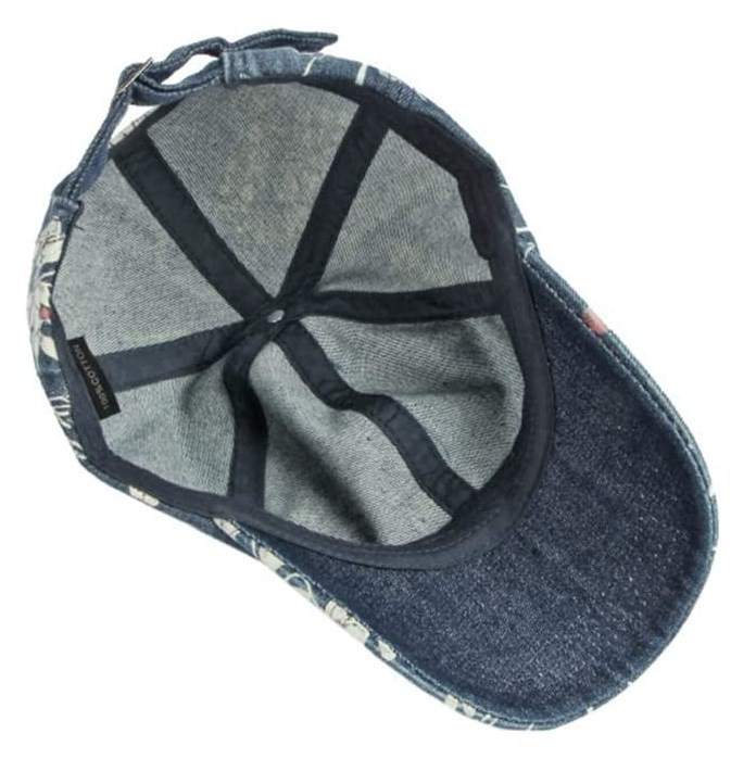New fashion High Quality washed jeans outdoor sports adjustable  printed baseball-caps denim baseball cap wome