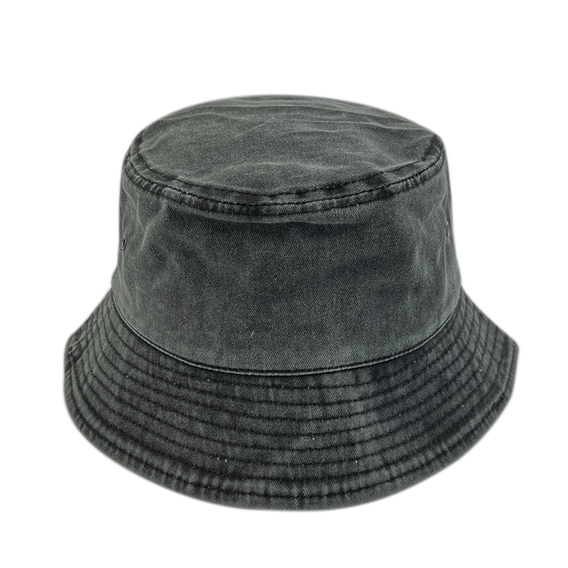 Embroidery Retro Fray Washed Cotton High Quality Men Women Youth Bucket Hat With  Distressed Bucket