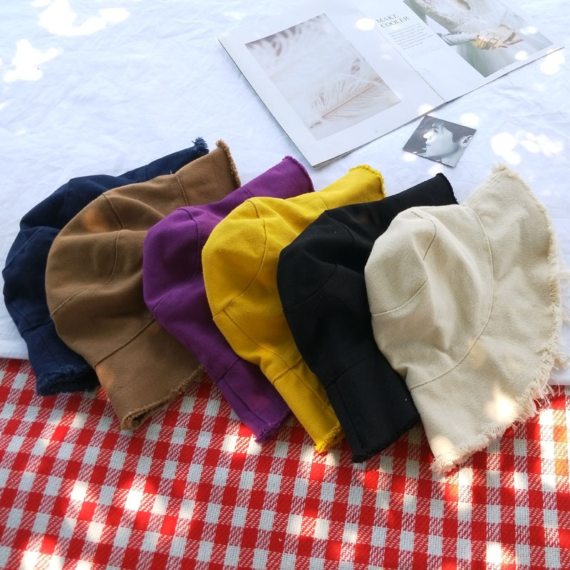 Burrs Brim Organic Cotton Bucket Hats Girls Vintage Denim Fisherman Trendy Bucket Hat Wom