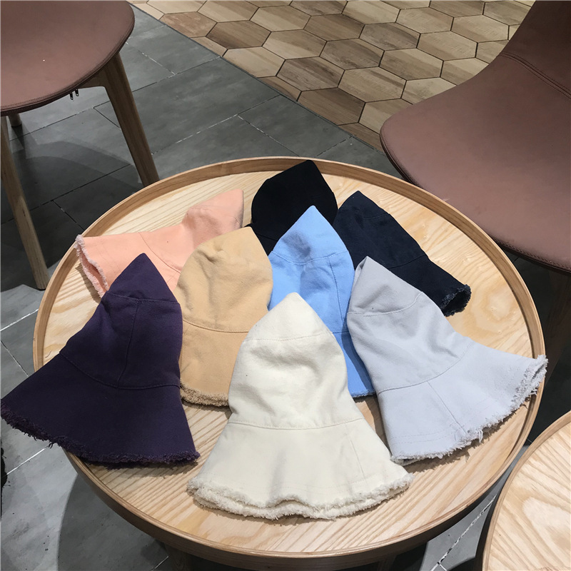Burrs Brim Organic Cotton Bucket Hats Girls Vintage Denim Fisherman Trendy Bucket Hat Wom