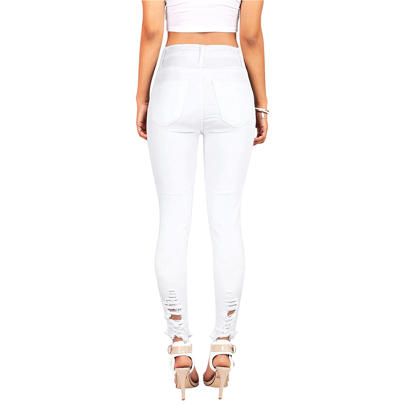 Street Wear Fashion Ripped Women Denim Jeans Slim Fit Design High Stretch Ladies Denim Pants Skinny Jeans For Women