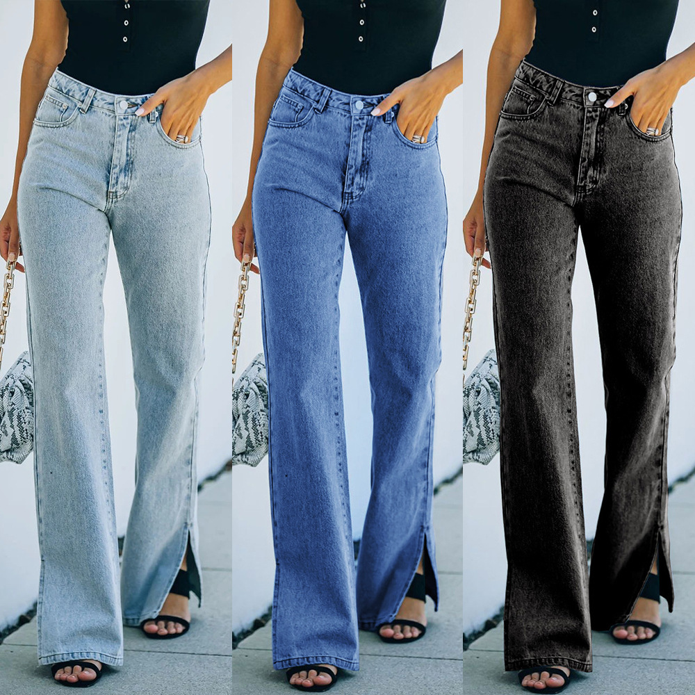 Casual High Waist Classic Trousers Ripped Pants Denim Women Jeans baggy fit boyfriend women's jeans