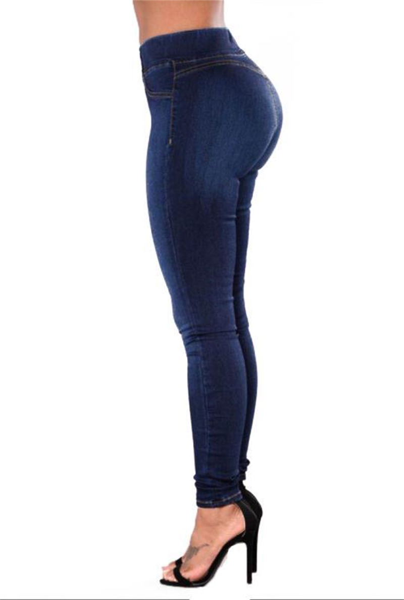 Hot Selling Elastic High Waist Jeans Slim Fit Skinny Denim Pants Plus Size Women's Jeans