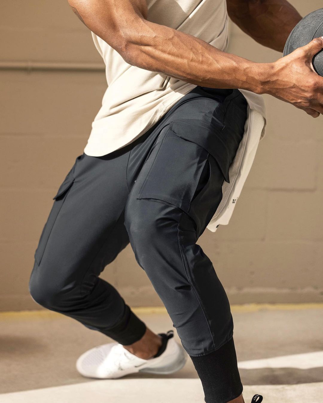 Fashion New Arrival Skinny Drawstring work Cargo Pants Multi Pockets Casual Sweat Trousers black cargo pants for men