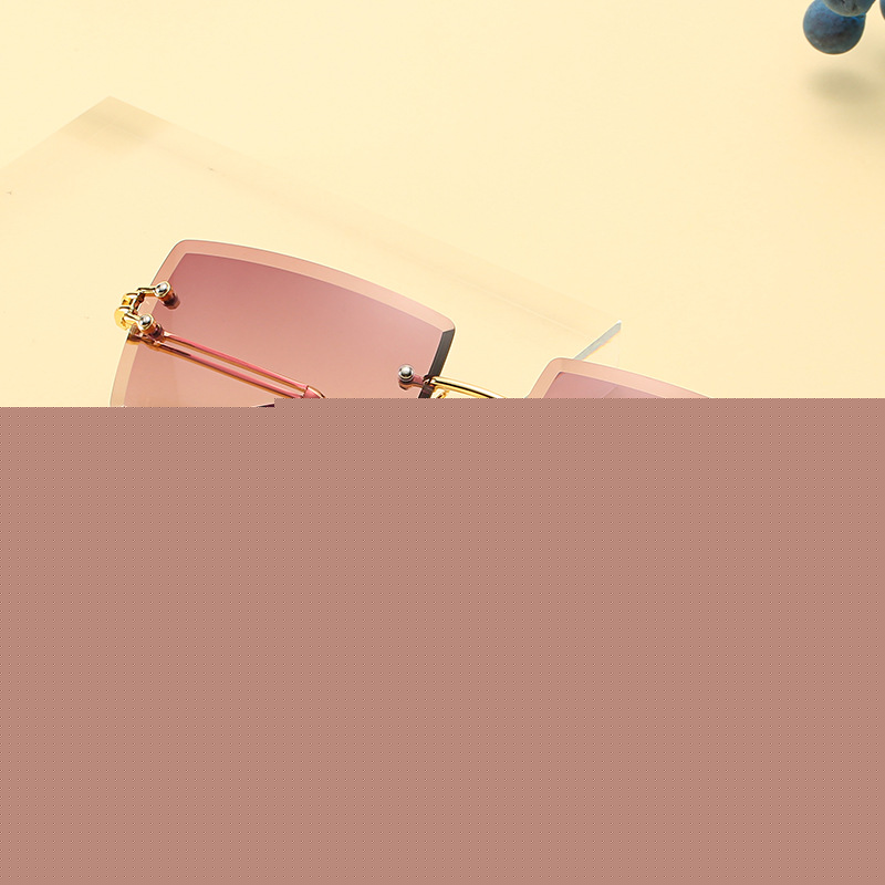 Sunglasses Rimless Square sunglasses with cut edge Fashion small glasses sunglasses