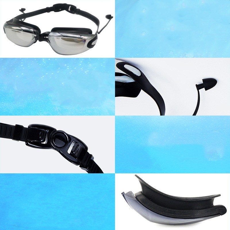 Hd swimming goggles Adult anti-fog electroplated swimming goggles men's and women's silicone