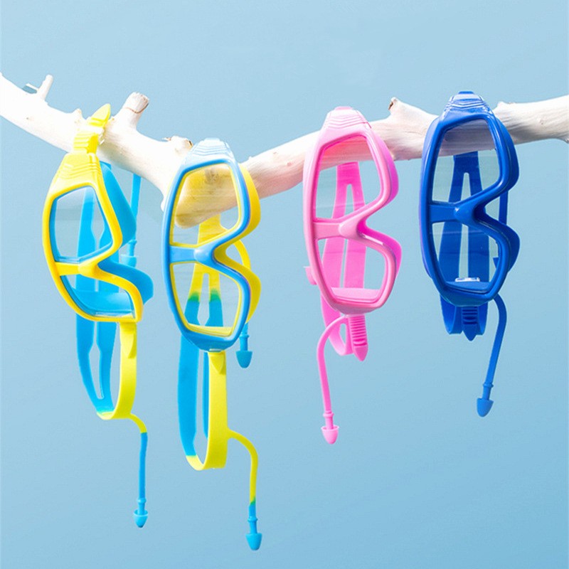 Children's swimming goggles high definition anti-fog waterproof large frame earplugs for girls and boys