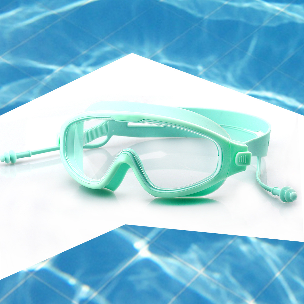 Children's swimming goggles large frame anti-fog anti-ultraviolet ear plugs comfortable