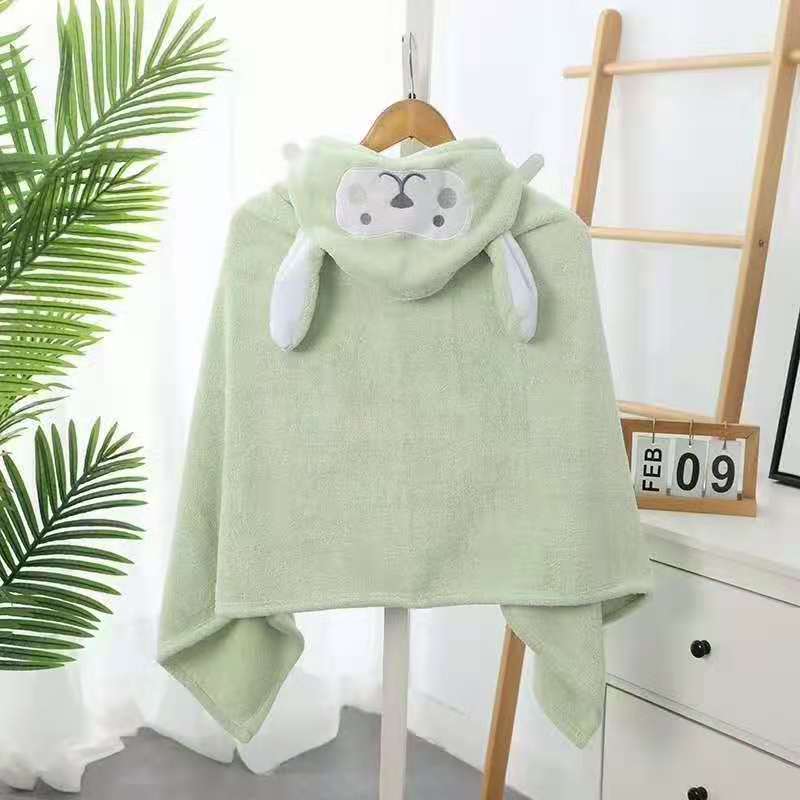 Children's bathrobe Baby bath towel cape coral velvet baby cartoon hat absorbent quick dry