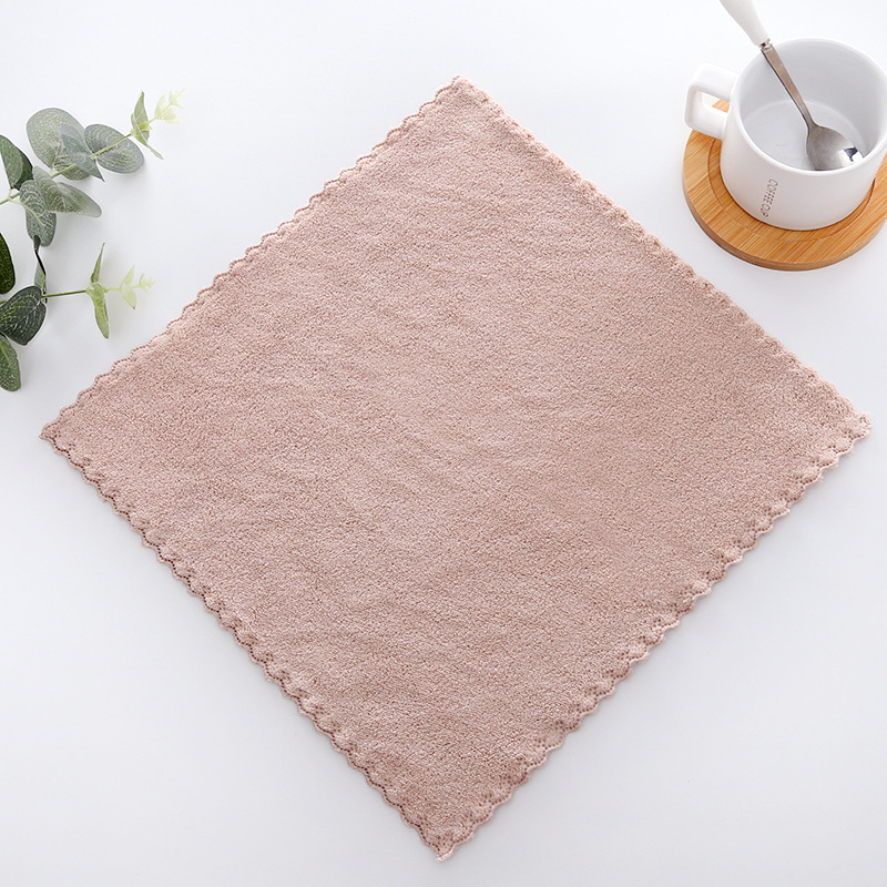 High-density coral wool plain square small children's face towel small towel kitchen rag