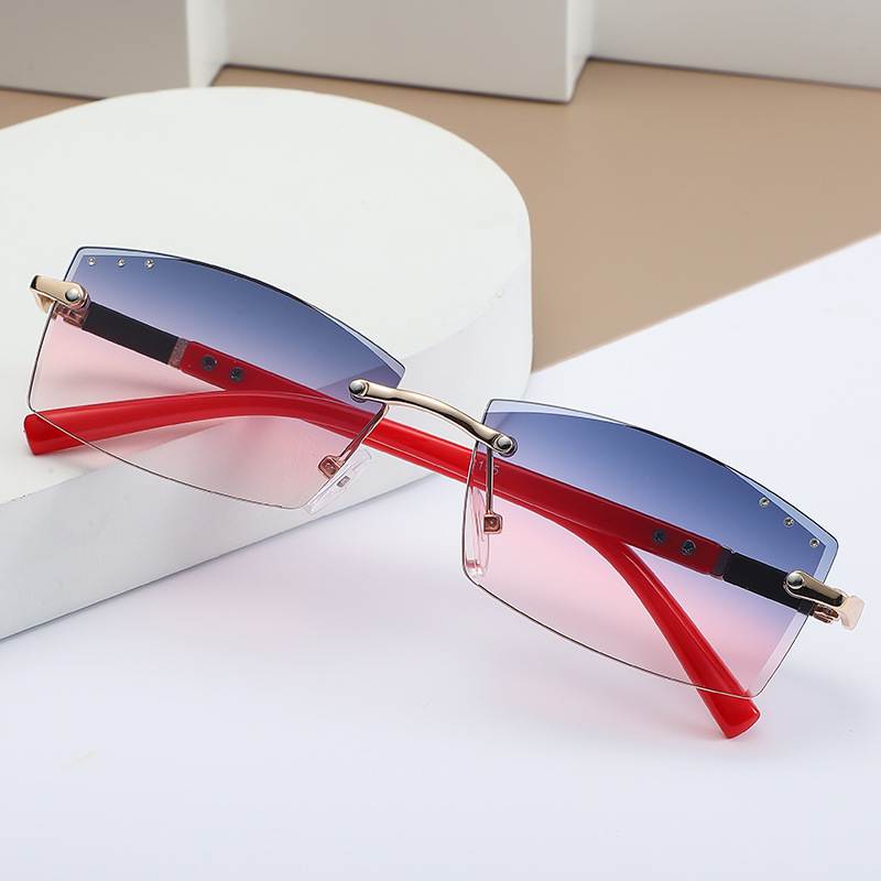 Stylish sunglasses for women Rimless diamond cut edge small frame sunglasses for women fashion