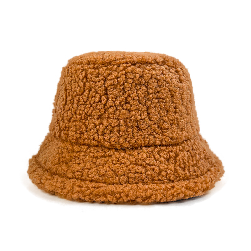  Mots popular Solid Color Faux Fur winter warm women unisex Fisherman embroidered   bucket hats