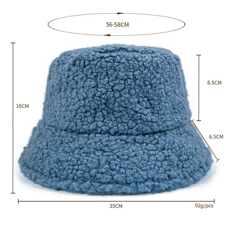  Mots popular Solid Color Faux Fur winter warm women unisex Fisherman embroidered   bucket hats
