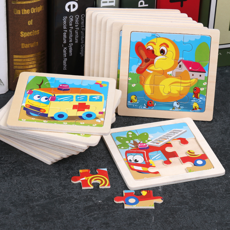 Children's wooden puzzle animal puzzle game for early childhood children learning toys 6 sets random
