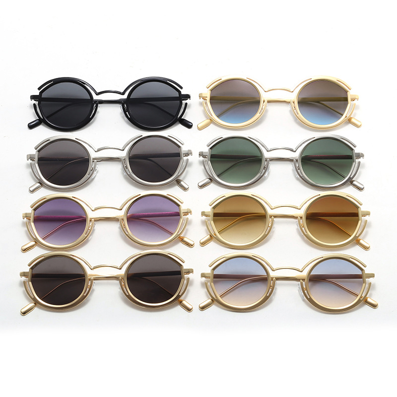 Small round frame punk sweet cool wind street photo sunglasses Trend sunglasses Aluminum alloy glasses