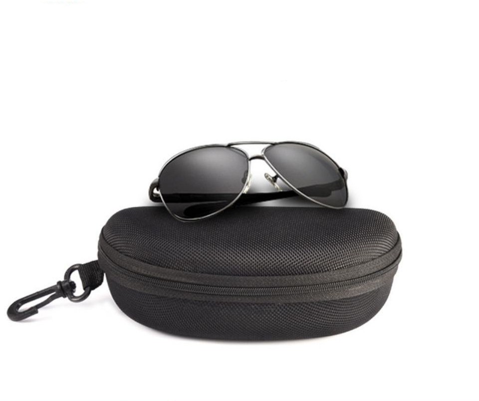 Eyewear case EVA zipper case Oxford cloth black zipper case Light portable hook sunglasses case