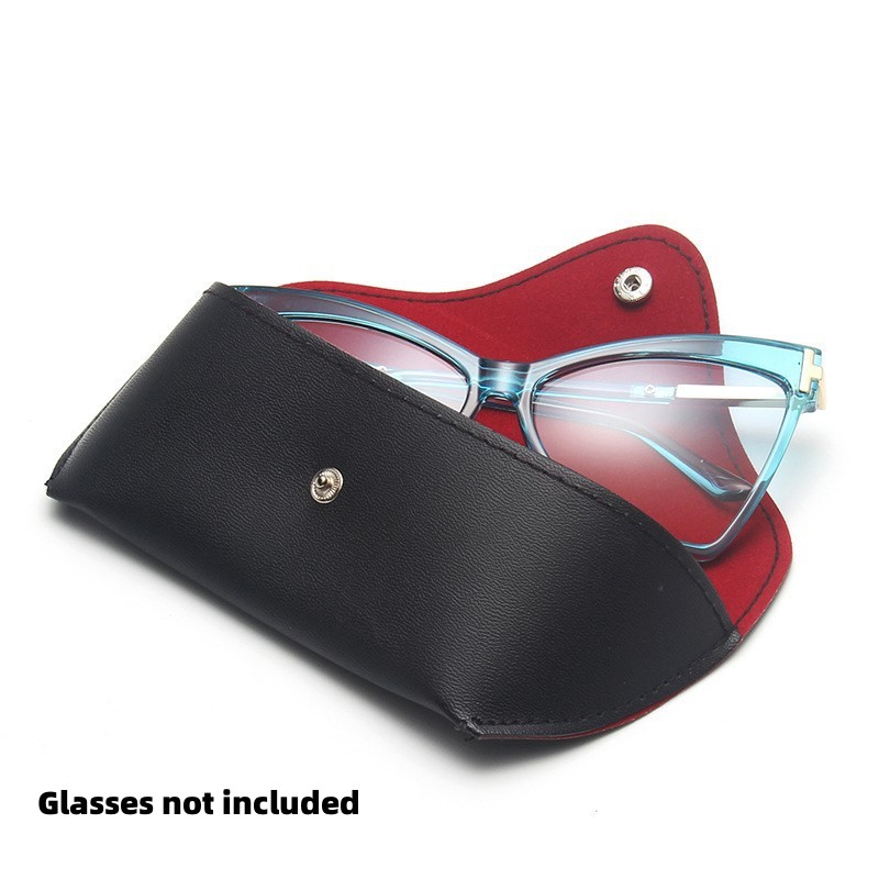 Leather glasses case Soft bag Fashion button case Retro sunglasses case