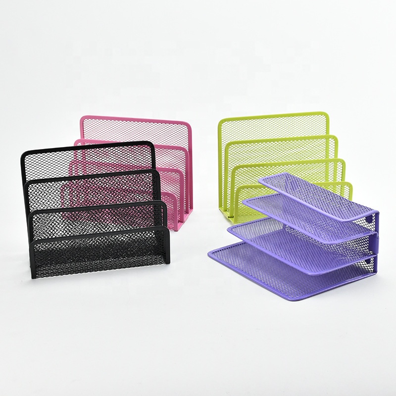 Black office stationery metal mesh letter holder